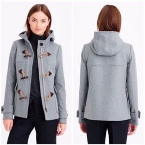 J.Crew Melton Wool Toggle Duffle Coat Hooded